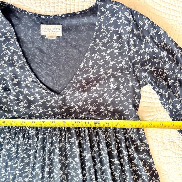 Denim & Supply Ralph Lauren Black & White Floral Babydoll Dress Size XS | Y2k - Picture 15 of 16